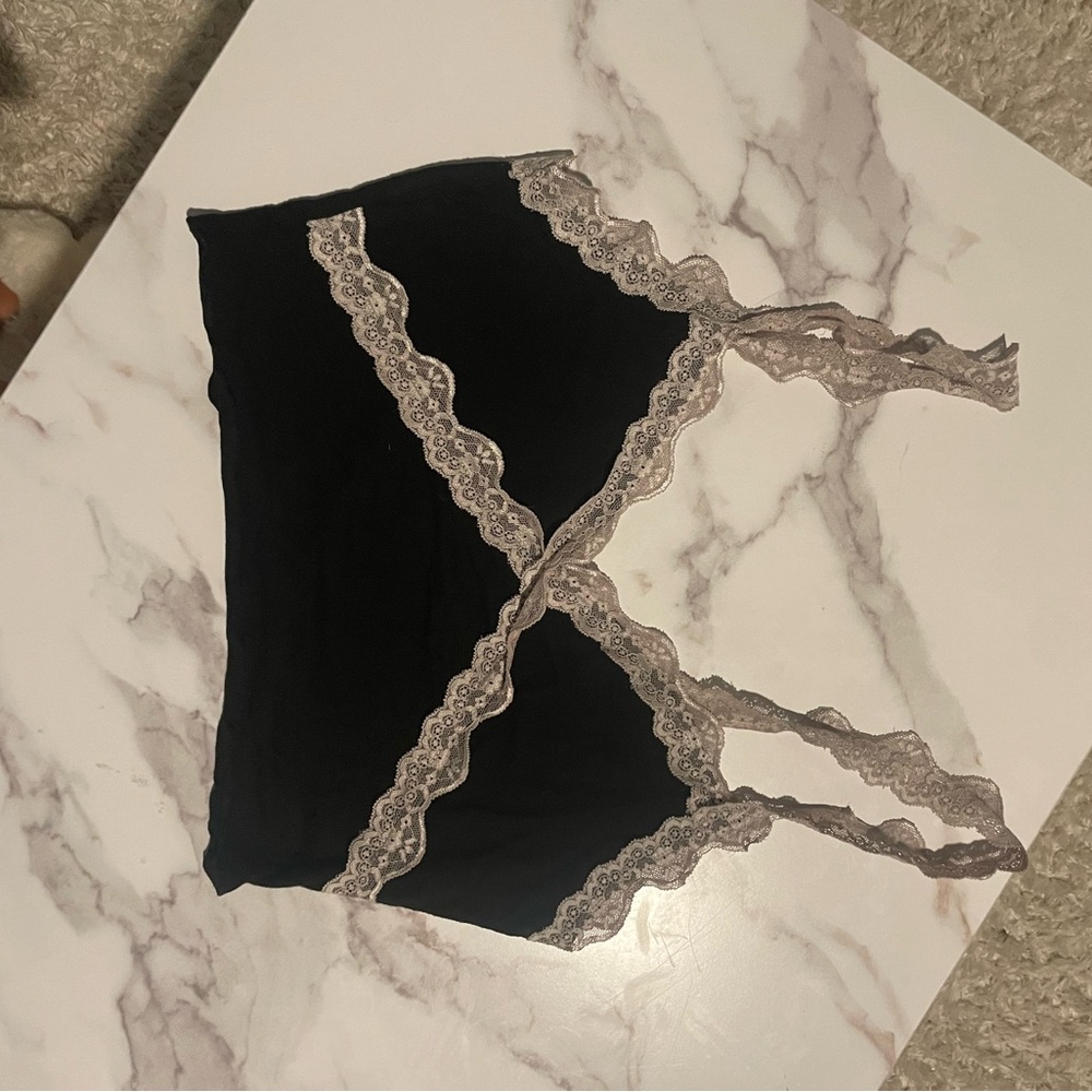 SHEIN Black and Cream Lace Bralette